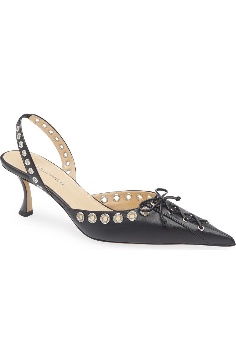 Mach & Mach Corset Crystal Embellished Pointed Toe Slingback Pump, Main, color, Black