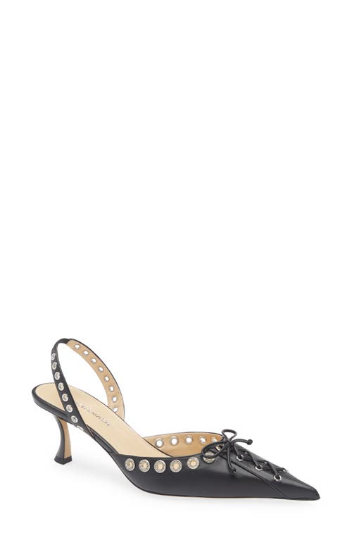 Mach&mach Crystalized Corset 65 Leather Slingback Pumps In Black
