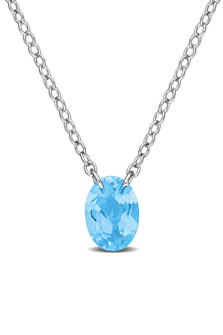 Oval Swiss Blue Topaz Pendant Necklace, Main, color, BLUE