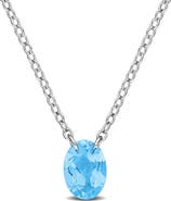 DELMAR Oval Swiss Blue Topaz Pendant Necklace