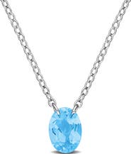 DELMAR Oval Swiss Blue Topaz Pendant Necklace