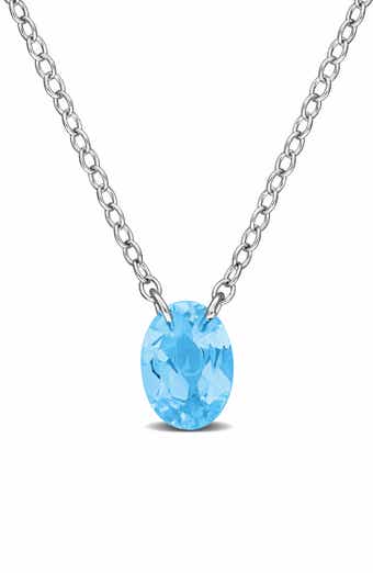 Oval Swiss Blue Topaz Pendant Necklace