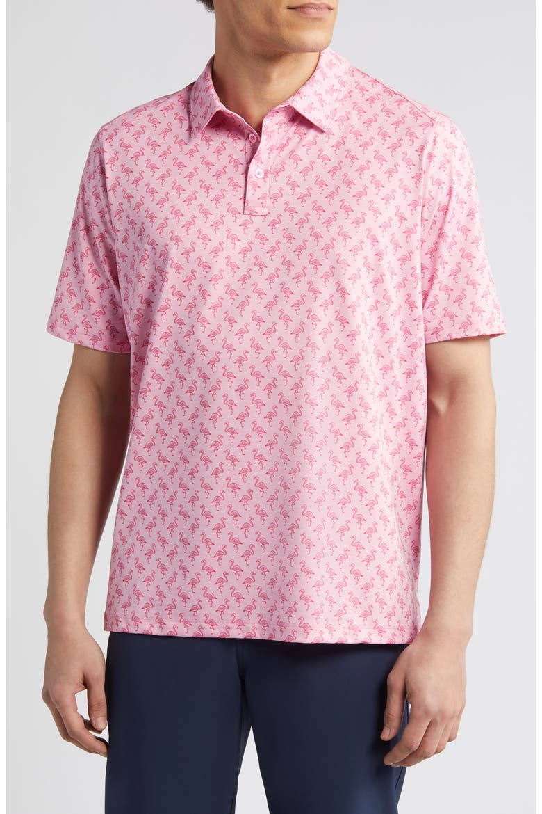 XC4® Flamingo Print Performance Golf Polo, Main, color, PINK