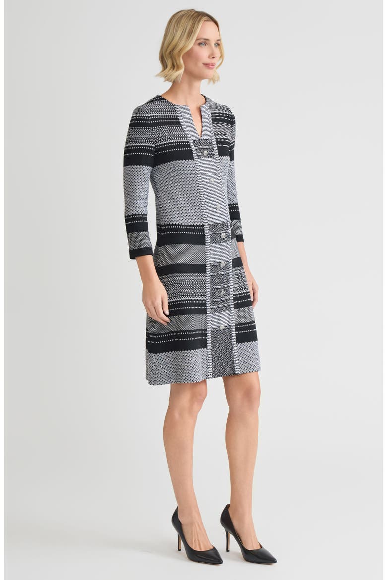 A-Line Multi-Stitch Knit Dress, Alternate, color, Black/White