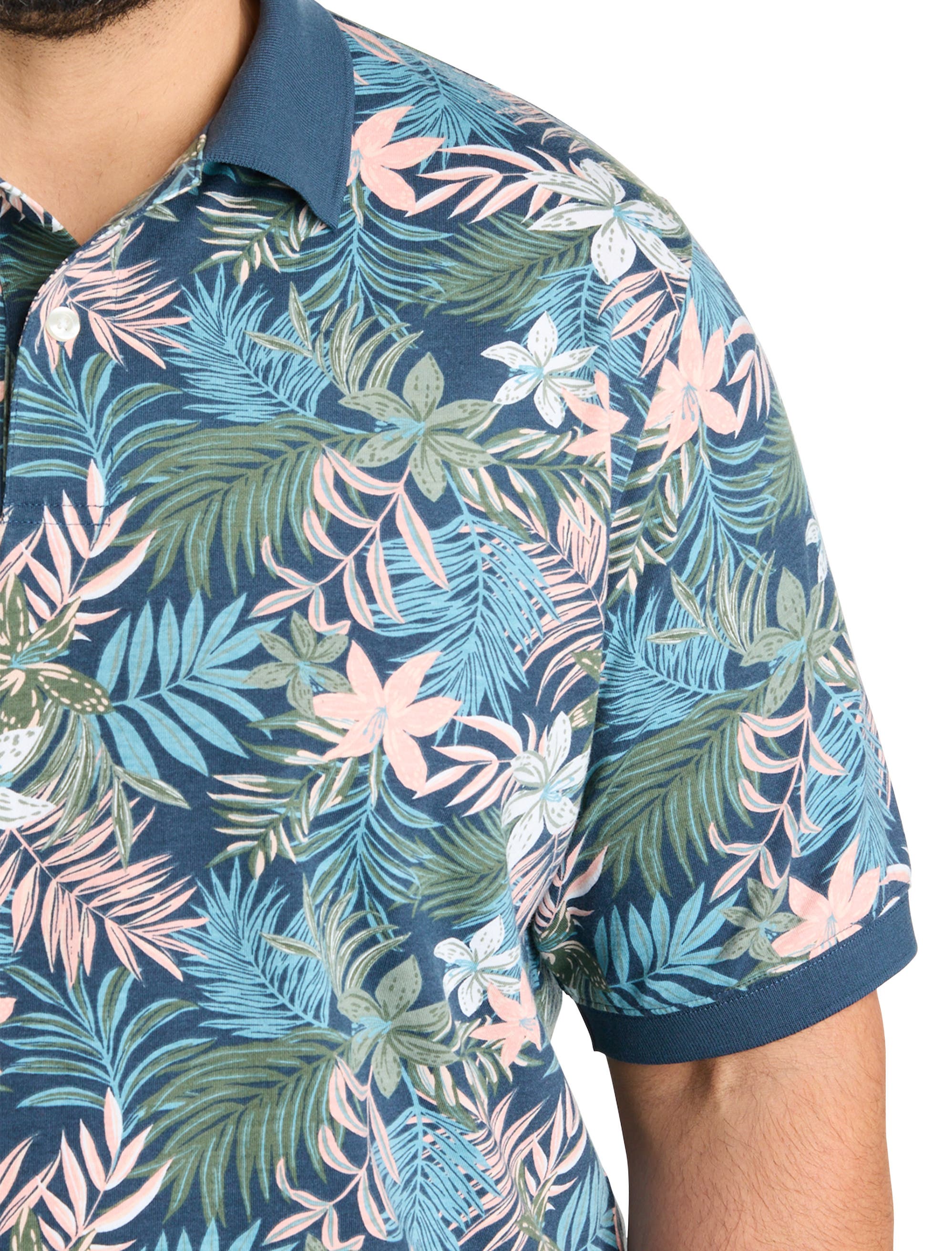 Big & Tall Tropical Print Polo Shirt - image 2