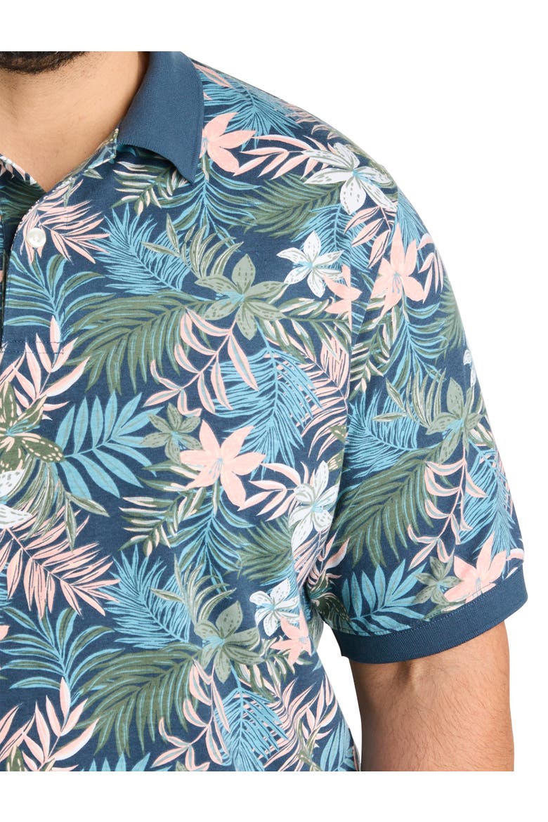 Big & Tall Tropical Print Polo Shirt, Alternate, color, BIG DIPPER