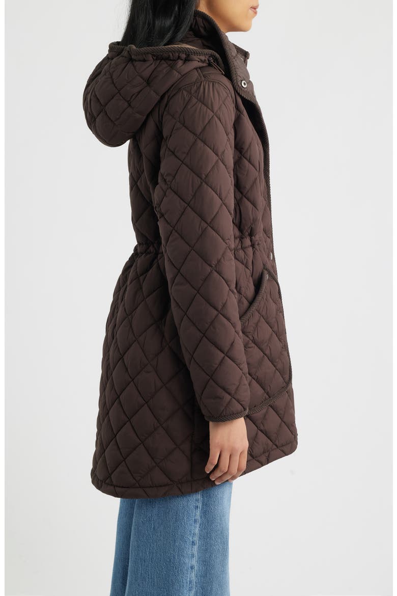 Diamond Quilted Hooded Puffer Coat, Alternate, color, MOLE