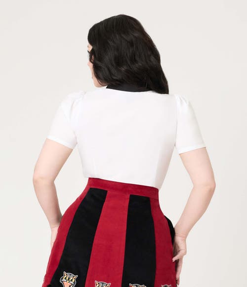 Unique Vintage 1940s Collared Blouse In White