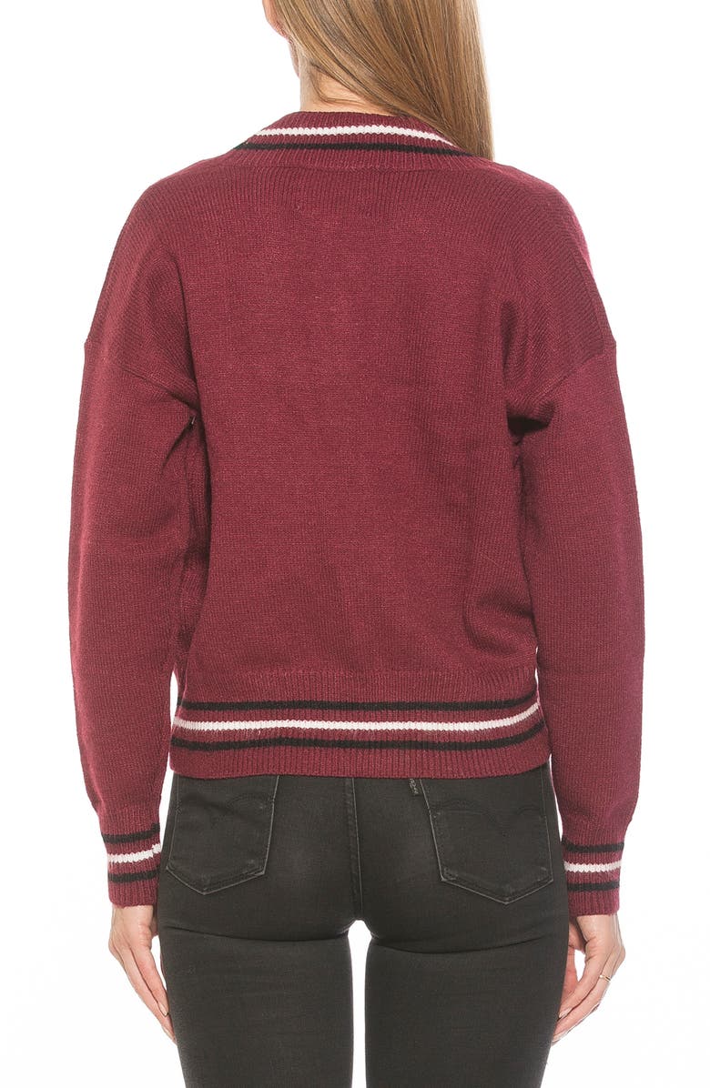 Alexia Admor Cathrine Knit Sweater, Alternate, color, Burgundy Multi