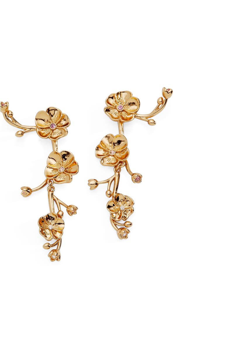 Alex and Ani New York Botanical Garden<sup>®</sup> 2-in-1 Pansy Statement Earrings, Main, color, Gold