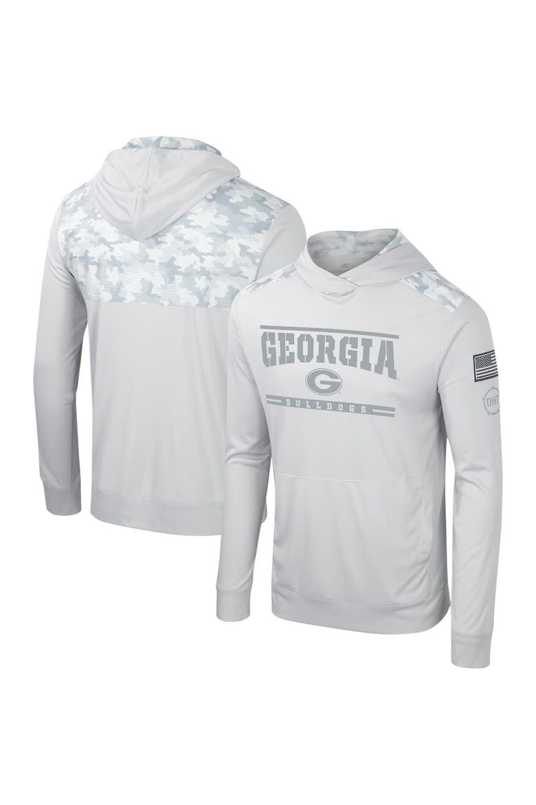 Men's Colosseum Gray Georgia Bulldogs OHT Military Appreciation Long Sleeve Hoodie T-Shirt, Alternate, color, Gray