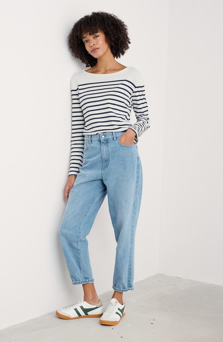 Seasalt Cornwall Sailor Stripe Long Sleeve Organic Cotton T-Shirt, Alternate, color, Falmouth Breton Chalk Maritime