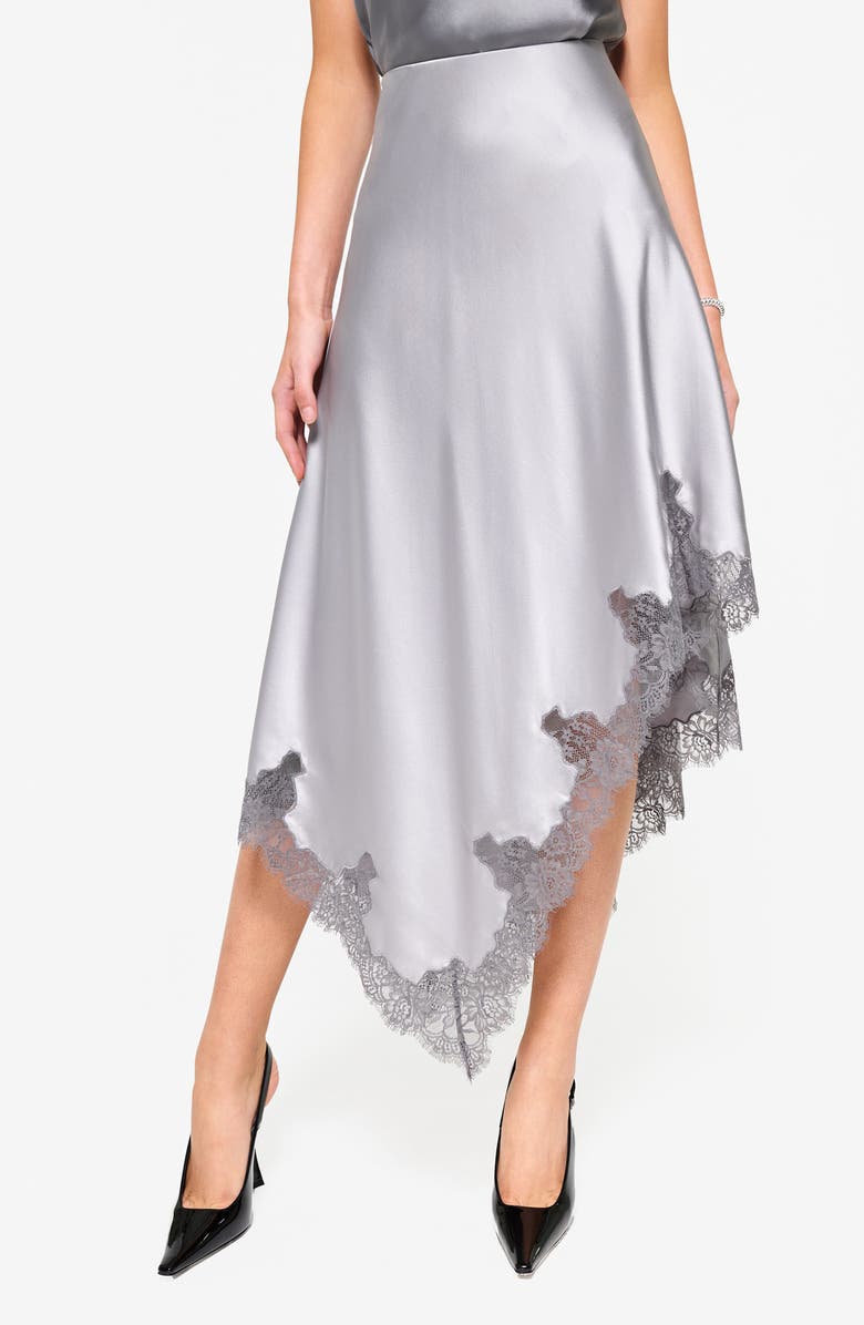 CAMI NYC Analu Asymmetric Stretch Silk Midi Skirt, Main, color,