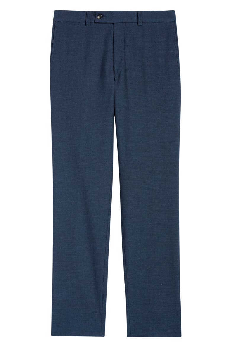 Piero Flat Front Stretch Cotton & Wool Dress Pants, Alternate, color, MEDIUM BLUE