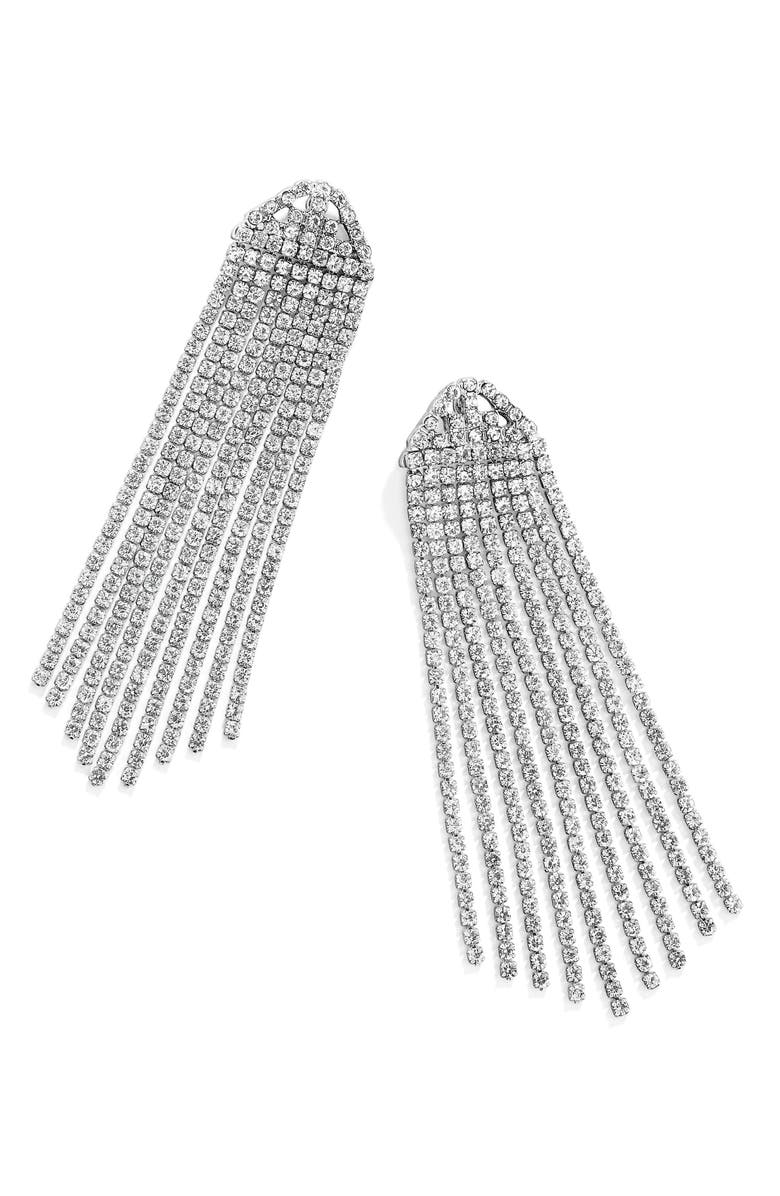BaubleBar Deirdre Crystal Fringe Drop Earrings, Main, color,