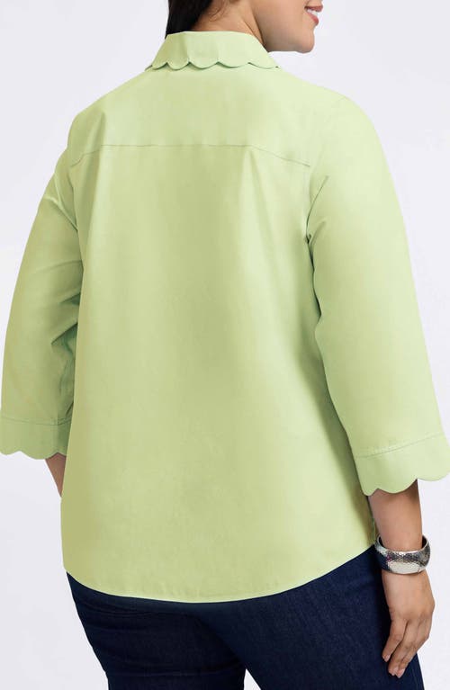 Foxcroft Gwen Three-quarter Sleeve Cotton Button-up Shirt In Pistachio