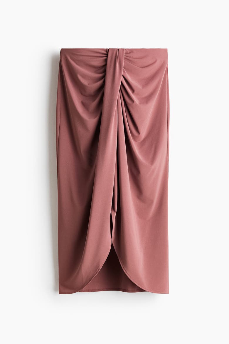 Draped Jersey Skirt, Alternate, color, Dark dusty pink