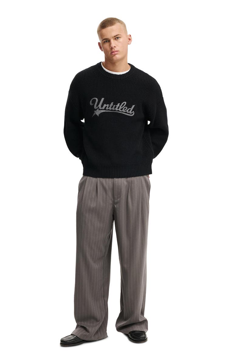 Cotton On Men's Box Fit Crew Knit, Alternate, color, Black  Emb