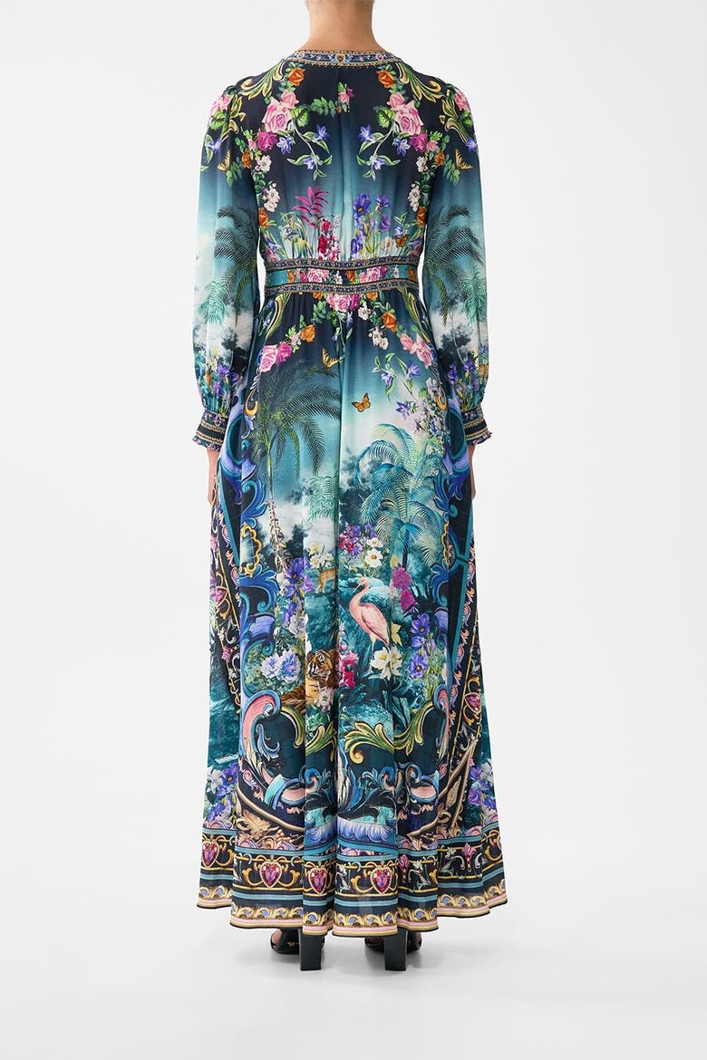 Button Dress With Shaped Waistband Basked In Baroque, Alternate, color, Basked In Baroque