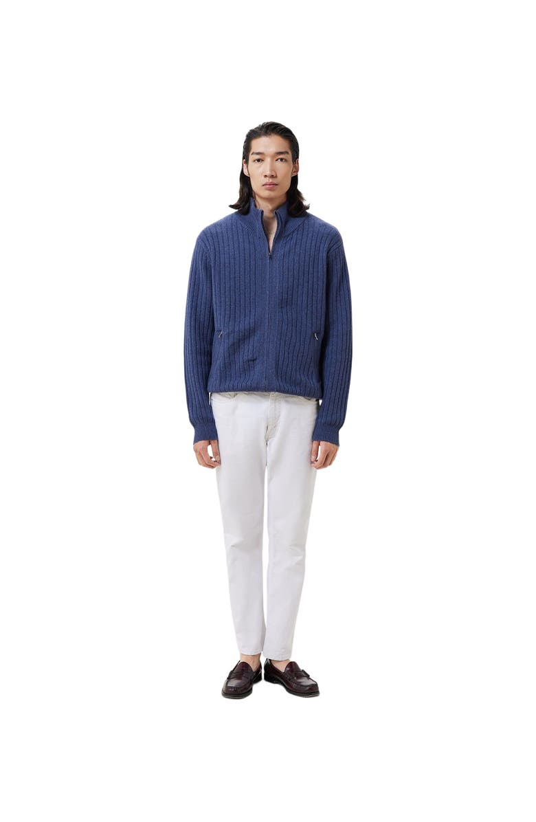 GOBI Mongolian Cashmere Full-Zipper Cashmere Cardigan, Alternate, color, Crown Blue