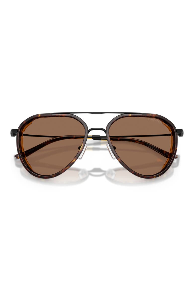 56mm Pilot Sunglasses, Alternate, color, MATTE BLACK / DARK BROWN