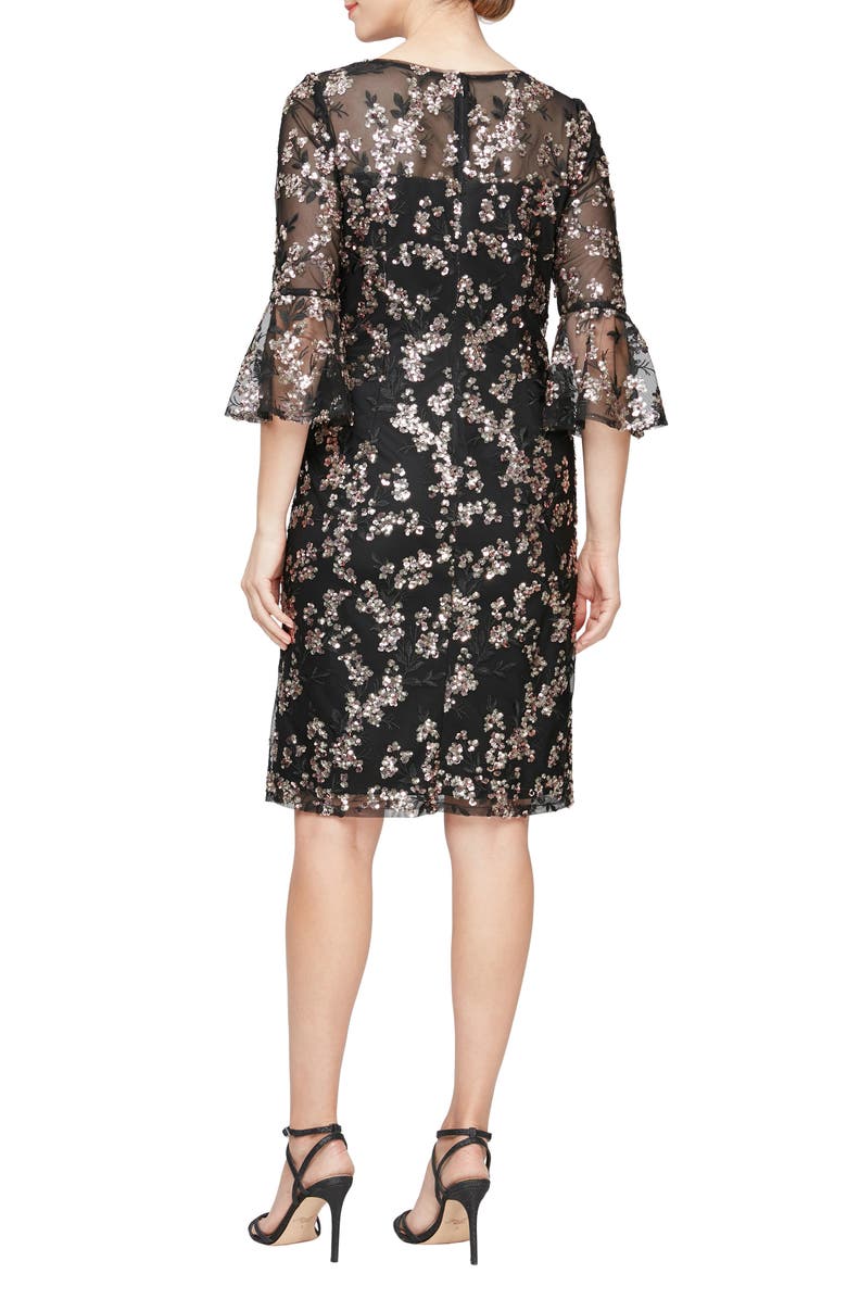 Alex Evenings Floral Embroidered Sequin Sheath Dress, Alternate, color, 