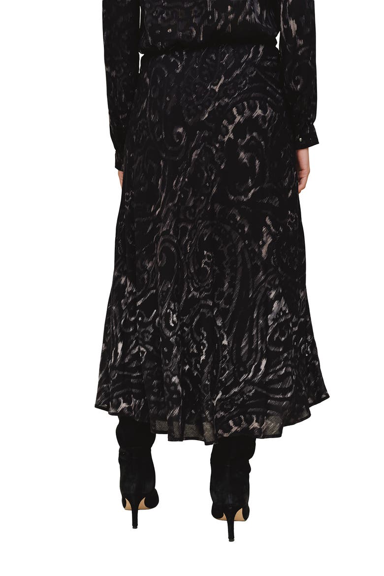 Paisley Print Bias Cut Midi Skirt, Alternate, color, BLACK PAISLEY