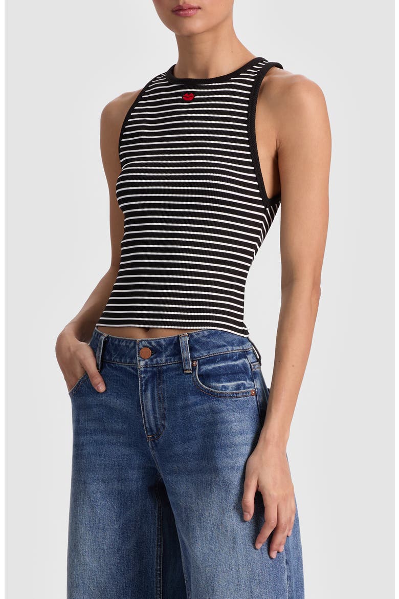 Allen Embroidered Tank, Alternate, color, BLACK/ OFF WHITE STRIPE