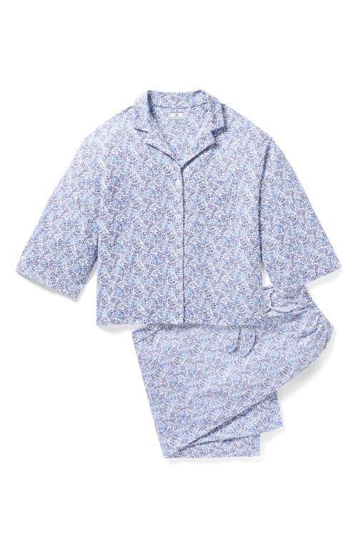 Petite Plume Olivia Wide Leg Pima Cotton Pajamas In Blue