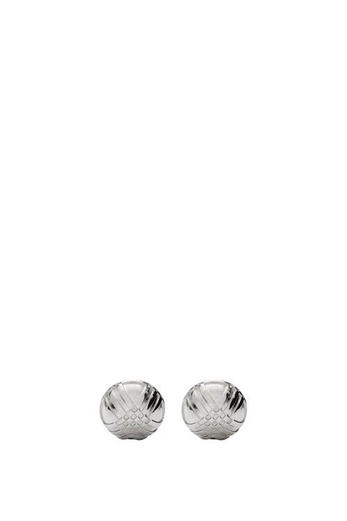 Burberry Engraved Check Cufflinks In Metallic