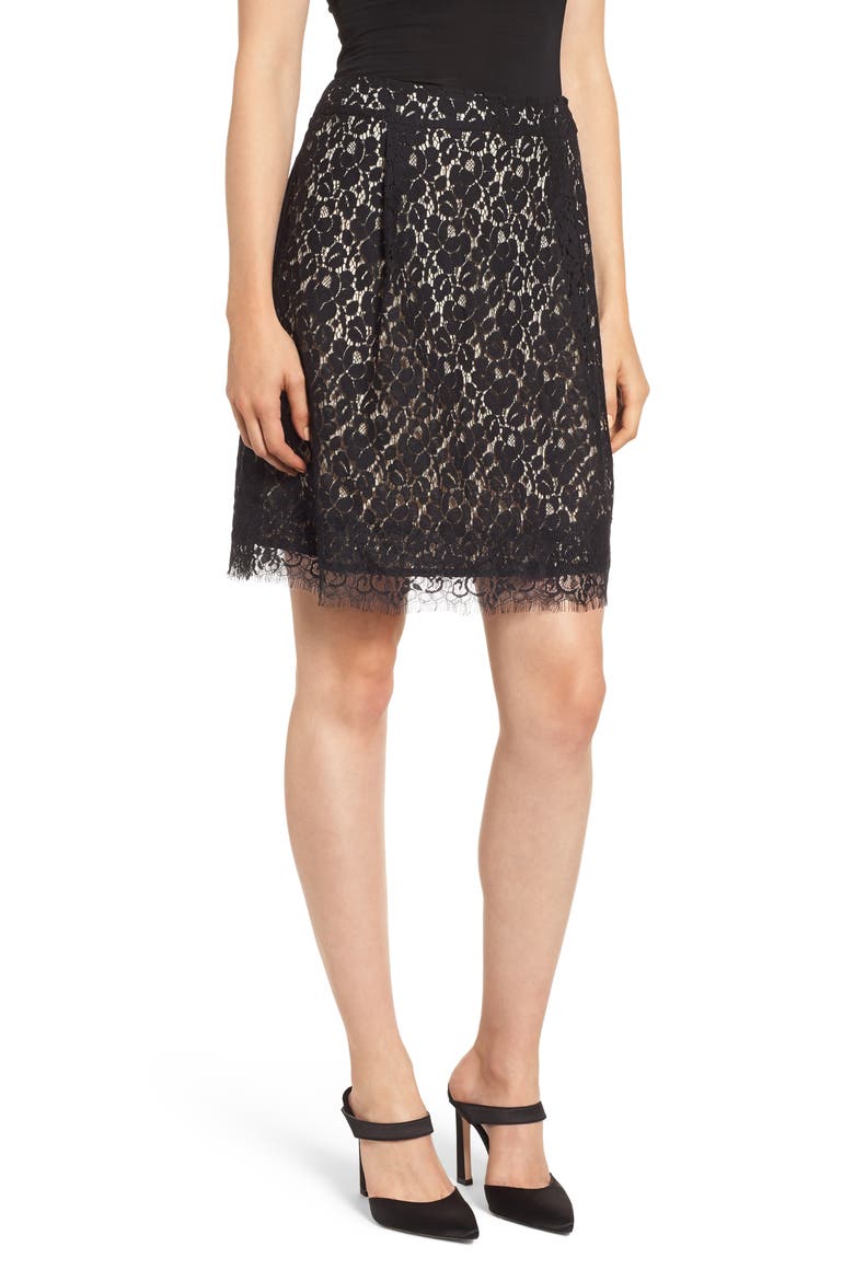 Gibson x Glam Squad Lace Skirt (Nordstrom Exclusive), Main, color, BLACK NUDE LINING
