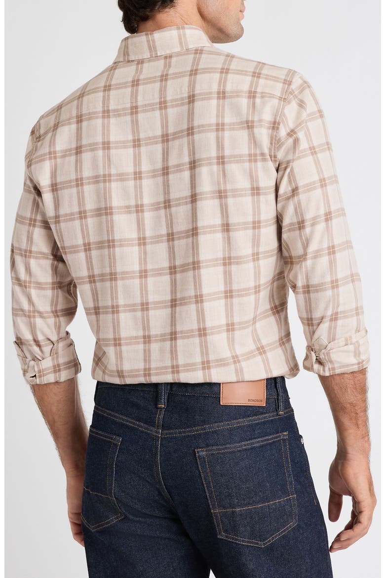 Everyday Lightweight Flannel Button Down Shirt, Alternate, color, MUSHROOM IVORY PLAID