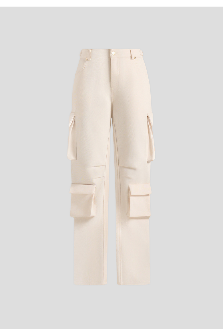Emilie High Waisted Utility Cargo Pants, Alternate, color, Cream