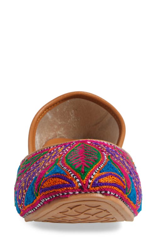 Fuchsia Olivia Embroidered Pointed Toe Flat In Pink