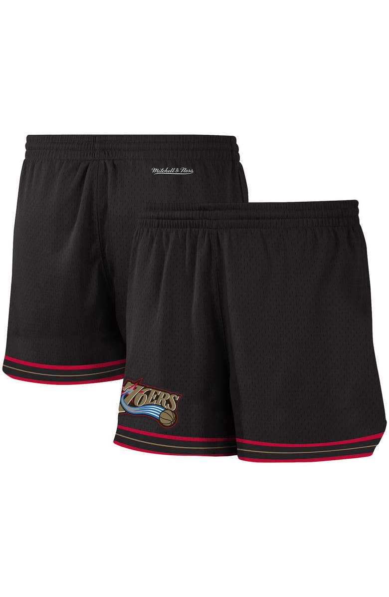Mitchell & Ness Women's Mitchell & Ness Black Philadelphia 76ers Jump Shot Shorts, Main, color, Black