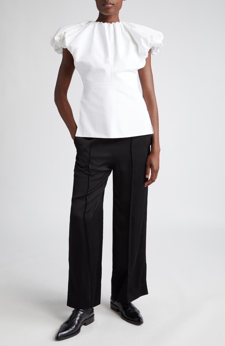 Jil Sander Ruffle Cap Sleeve Top, Alternate, color,