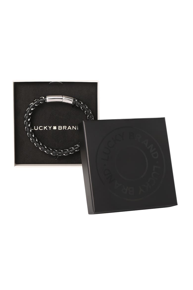 Men's Woven & Stainless Link Bracelet, Black, Magnetic Clasp - 8.5'', Alternate, color, Black