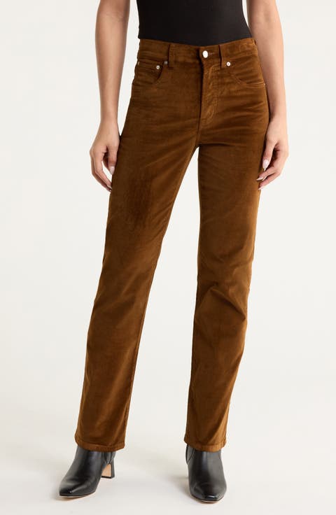 Longline Straight Leg Velvet Pants
