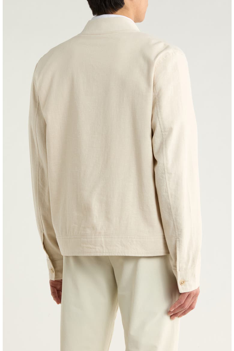 Linen Blend Bomber, Alternate, color, BEIGE PUMICE - WHITE EOE