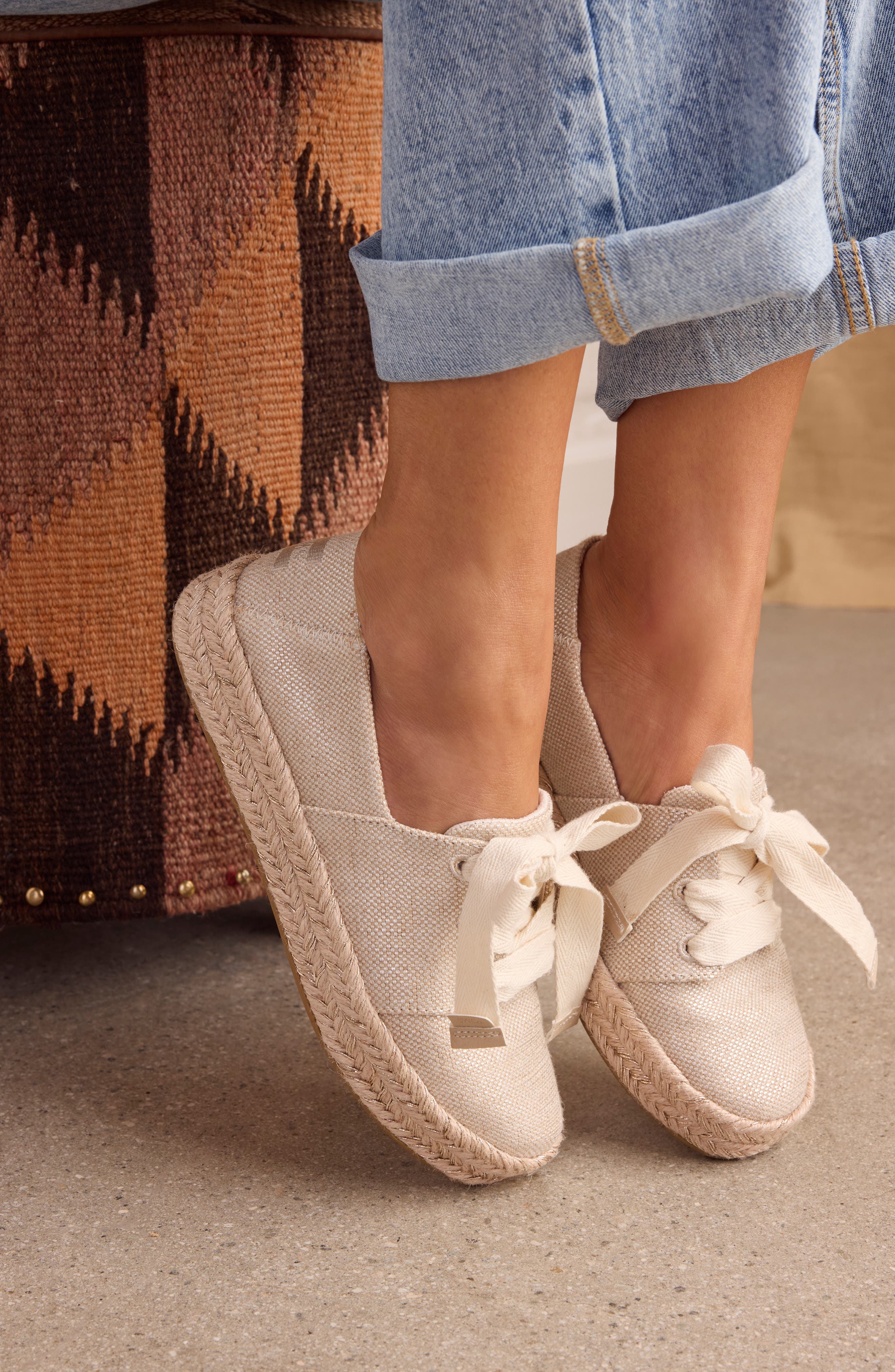 Carolina Lace-Up Espadrille, Alternate, color, GOLD