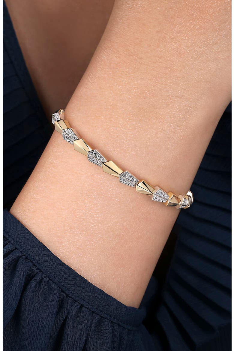14K Gold & Diamond Cuff Bracelet, Alternate, color, 14K YELLOW/ WHITE GOLD