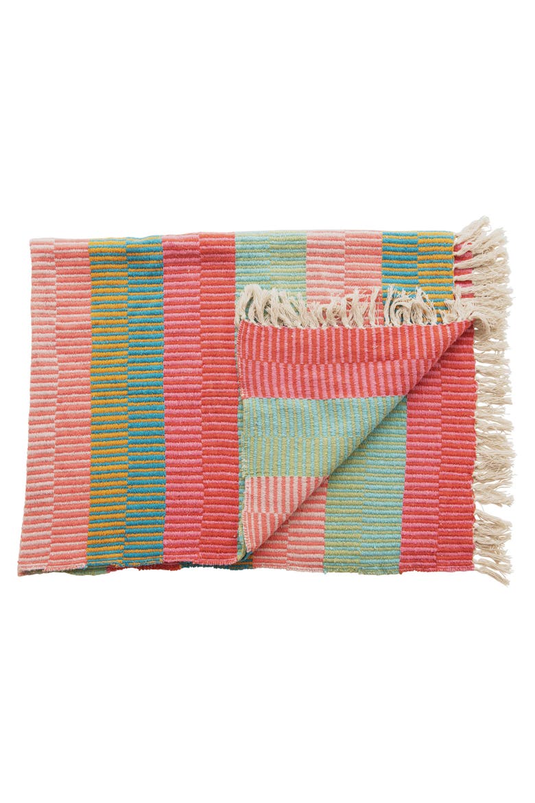 Soft Woven Reclaimed Cotton Blend Throw, Alternate, color, Red
