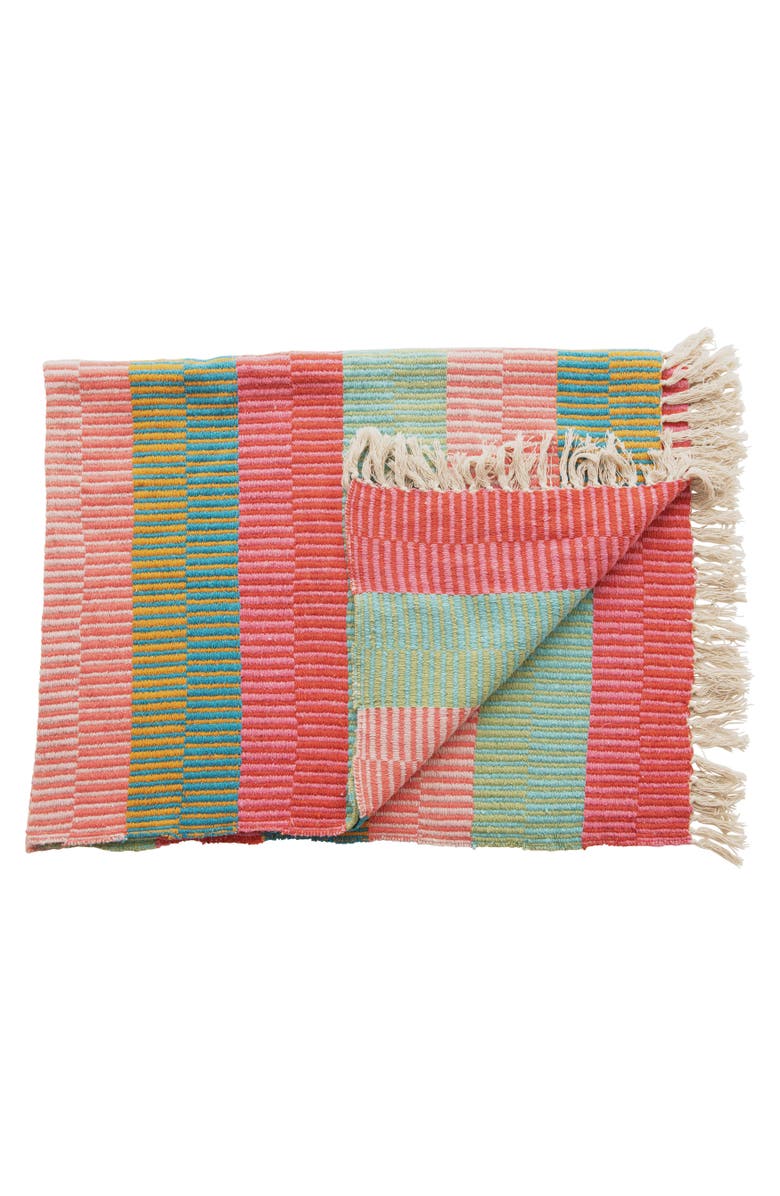 Storied Home Soft Woven Reclaimed Cotton Blend Throw, Alternate, color, Red