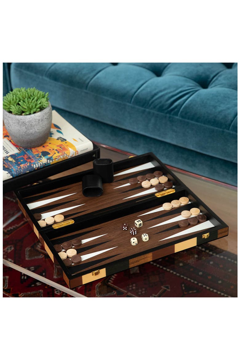 Art Deco Design 18" Backgammon Set, Alternate, color, BLACK/ GRAY