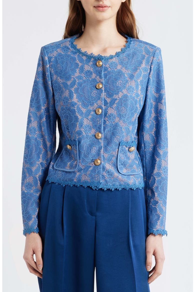 Bonded Lace Jacket, Alternate, color, BLUE PETAL