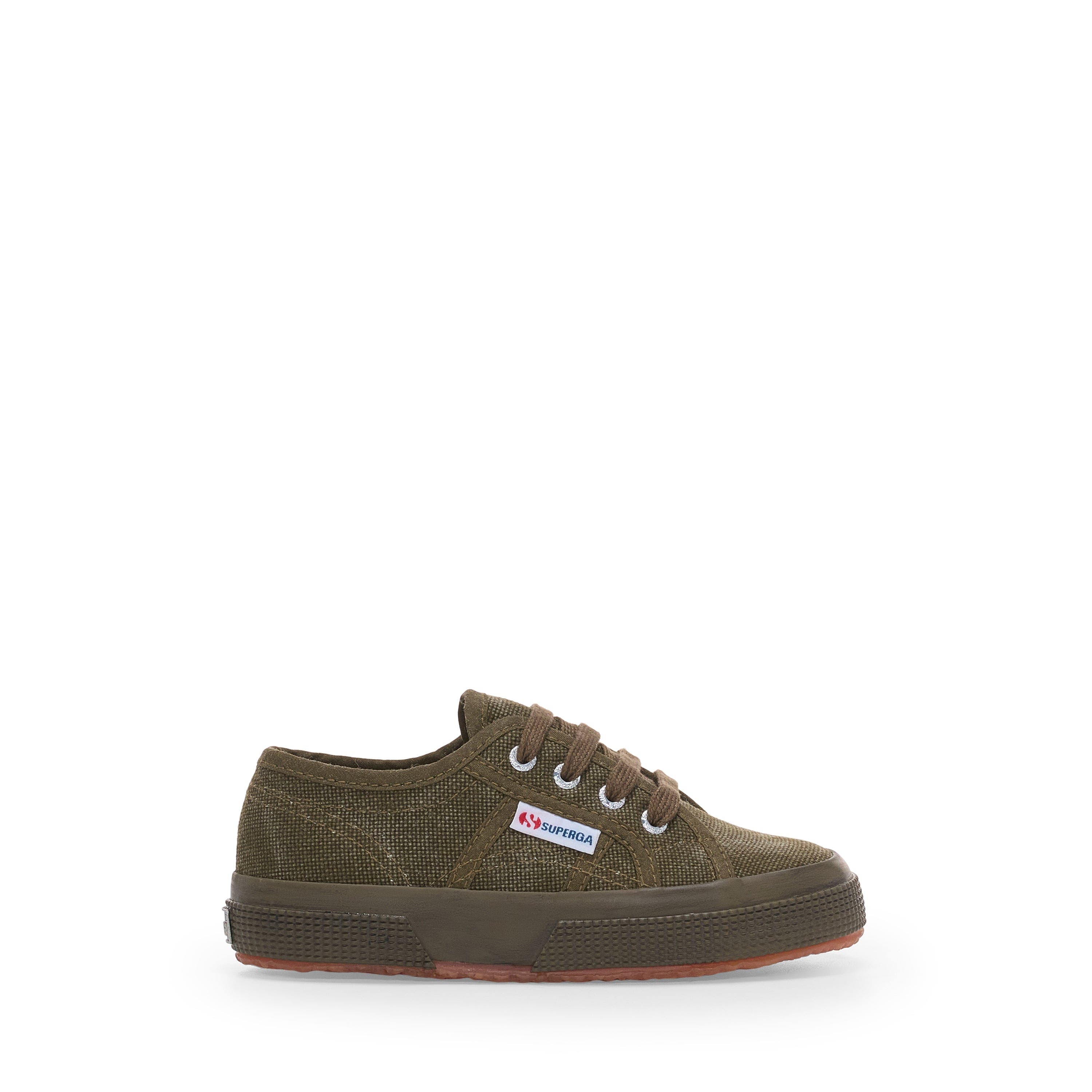 Superga 2750 Kids Cotton Stone Wash, Main, color, Full Green Dark Olive Washed