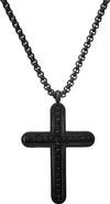 HMY JEWELRY Men's Black Stainless Steel Cubic Zirconia Cross Pendant Necklace