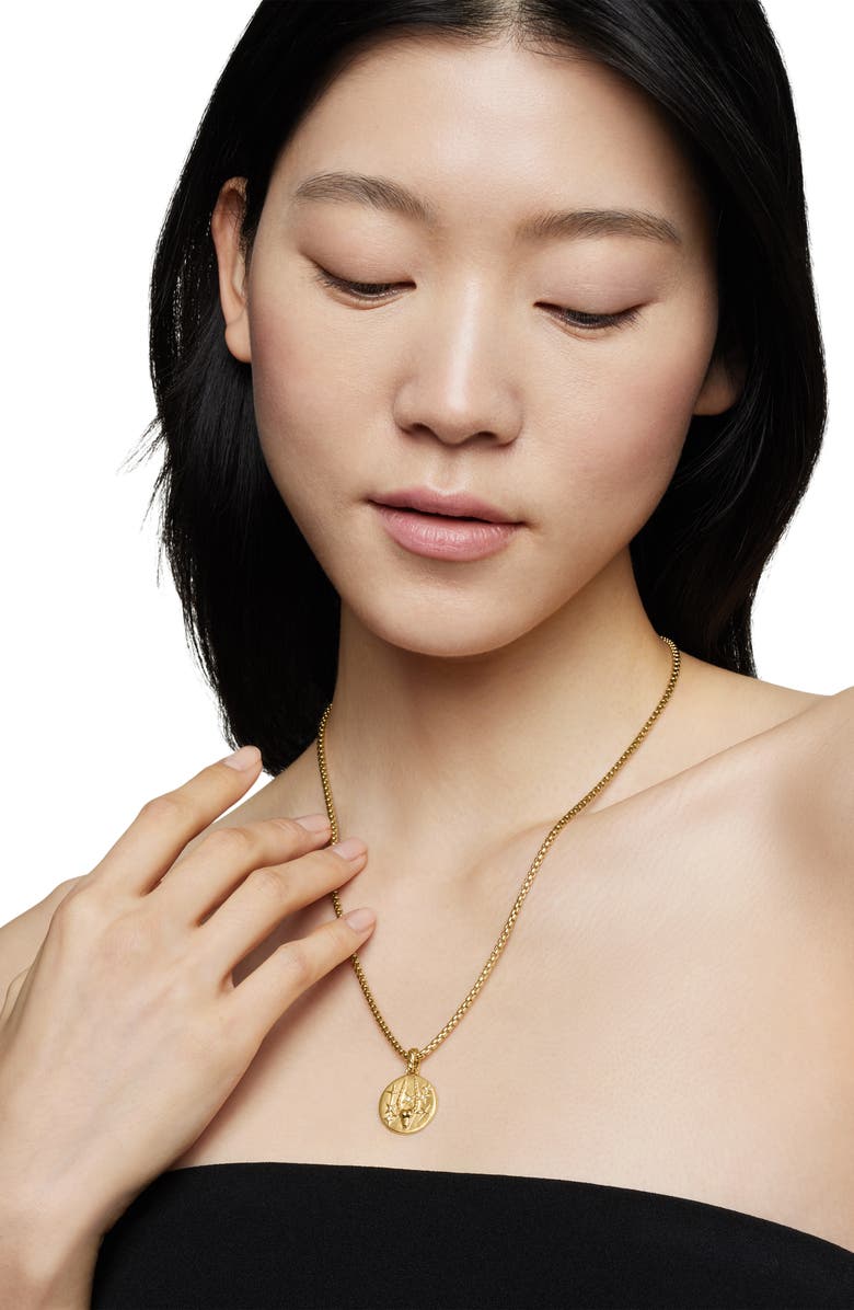 David Yurman Zodiac Amulet in 18K Yellow Gold with Pavé Diamonds, 18.9mm, Alternate, color, 
