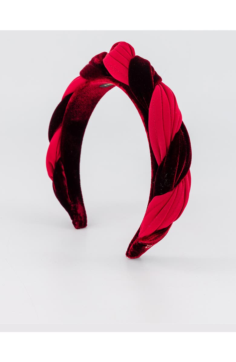 Alexandre de Paris Olympe Velvet Braided Headband, Main, color, Burgundy