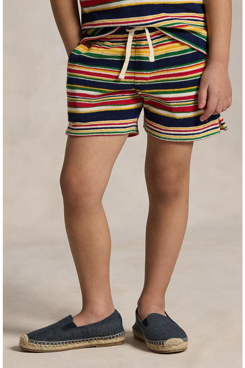 Kids' Stripe Cotton Terry Shorts, Alternate, color, YELLOW